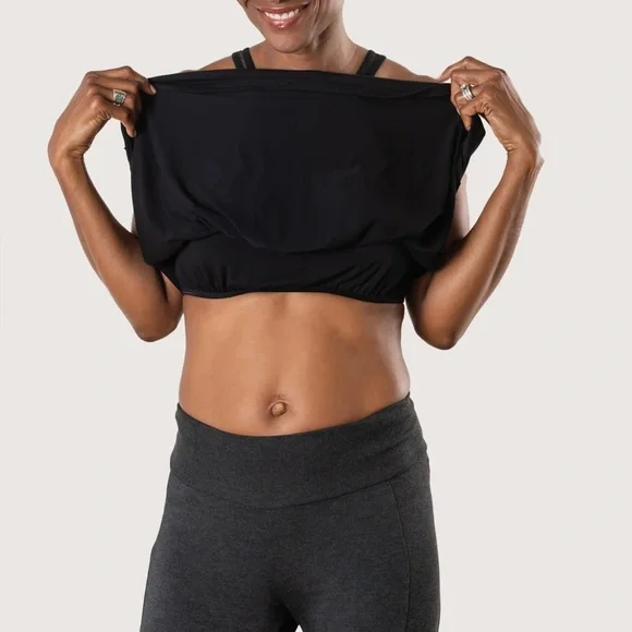 NWT JJ Winks Wine Down Trim Stretch Racerback Top in Black size XS